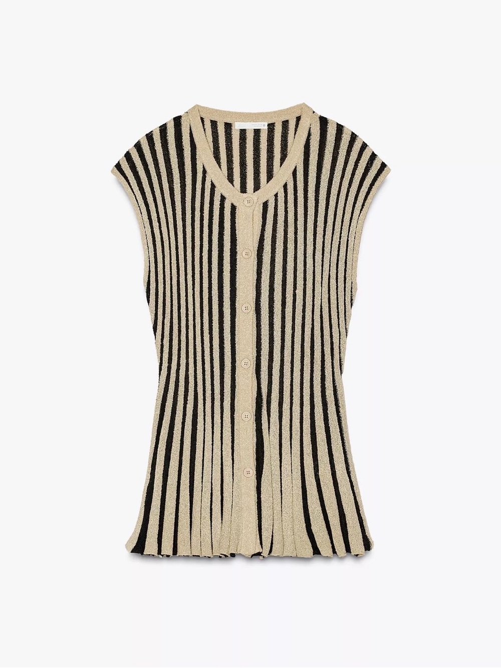 Zara Black and Beige Striped Wide Leg pants and top together